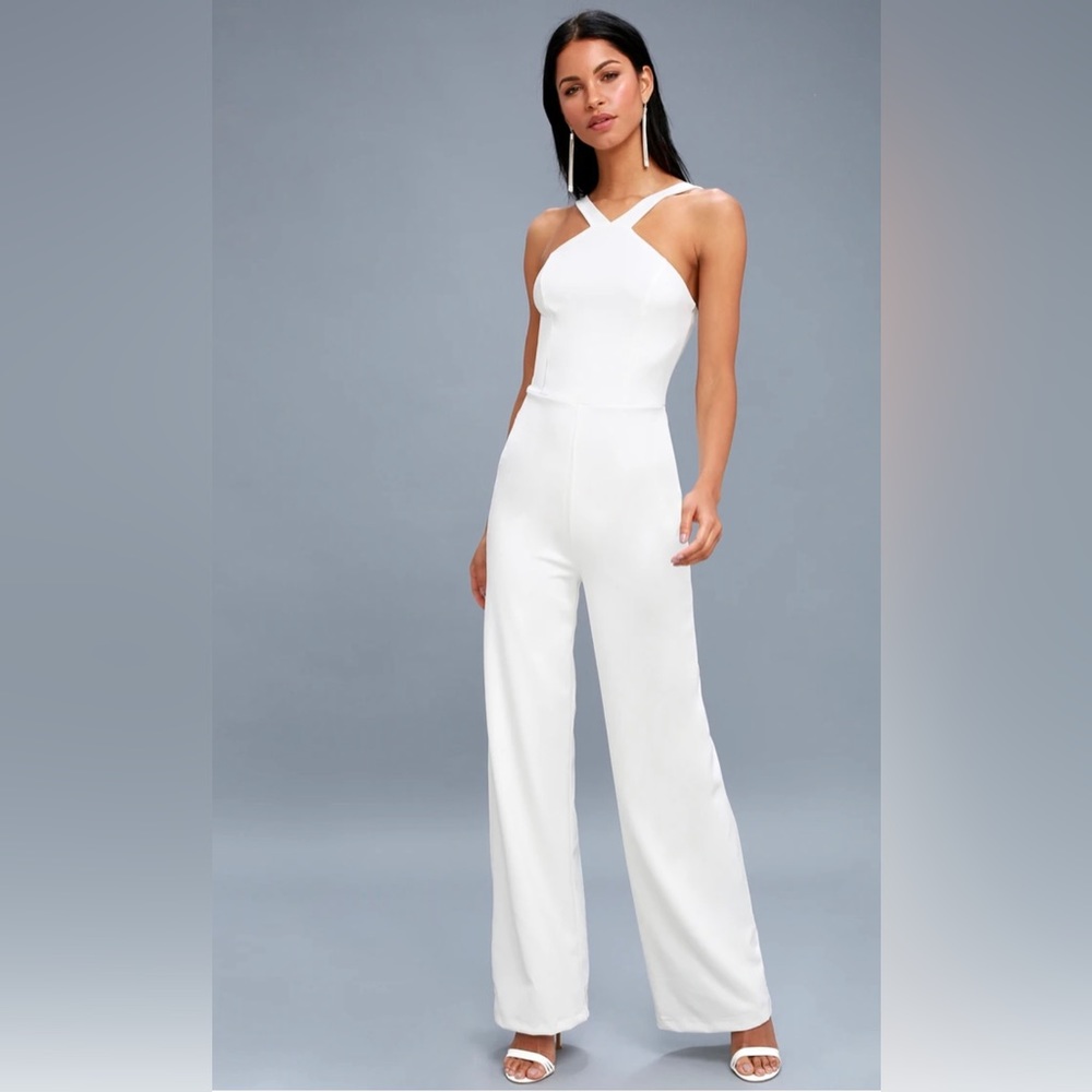 NWT Lulus Calle Ocho White Wide-Leg Jumpsuit